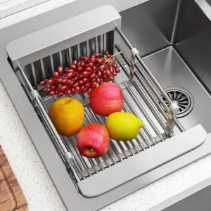 Folding Sink Drain Rack Basket
