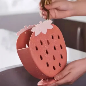 Strawberry Shaped Utensil Storage Rack - Multifunctional Storage Box with Drainage
