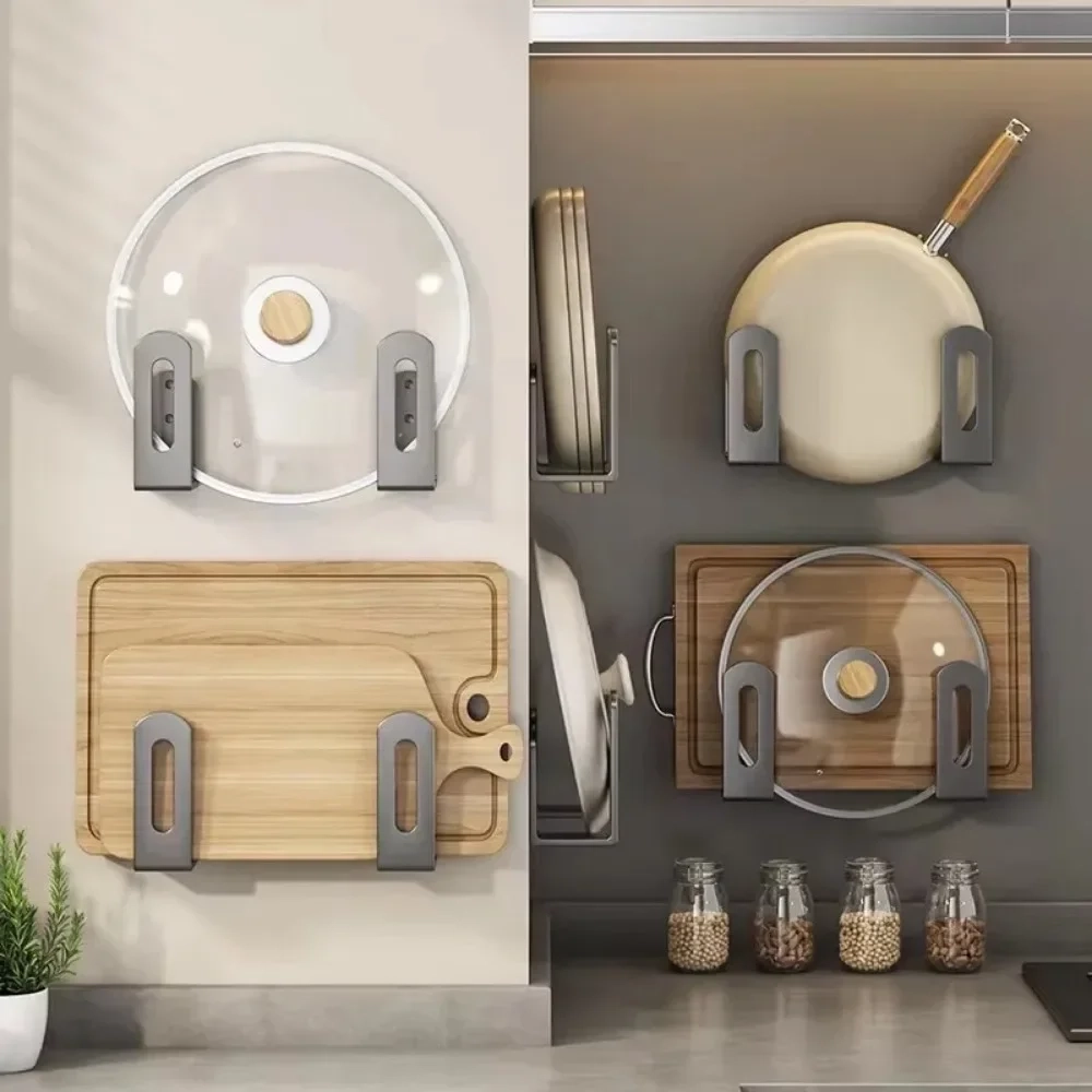 Wall-Mounted Pot Lid and Cutting Board Holder Set - Image 3