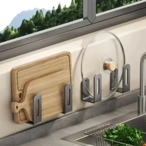 Wall-Mounted Pot Lid and Cutting Board Holder Set
