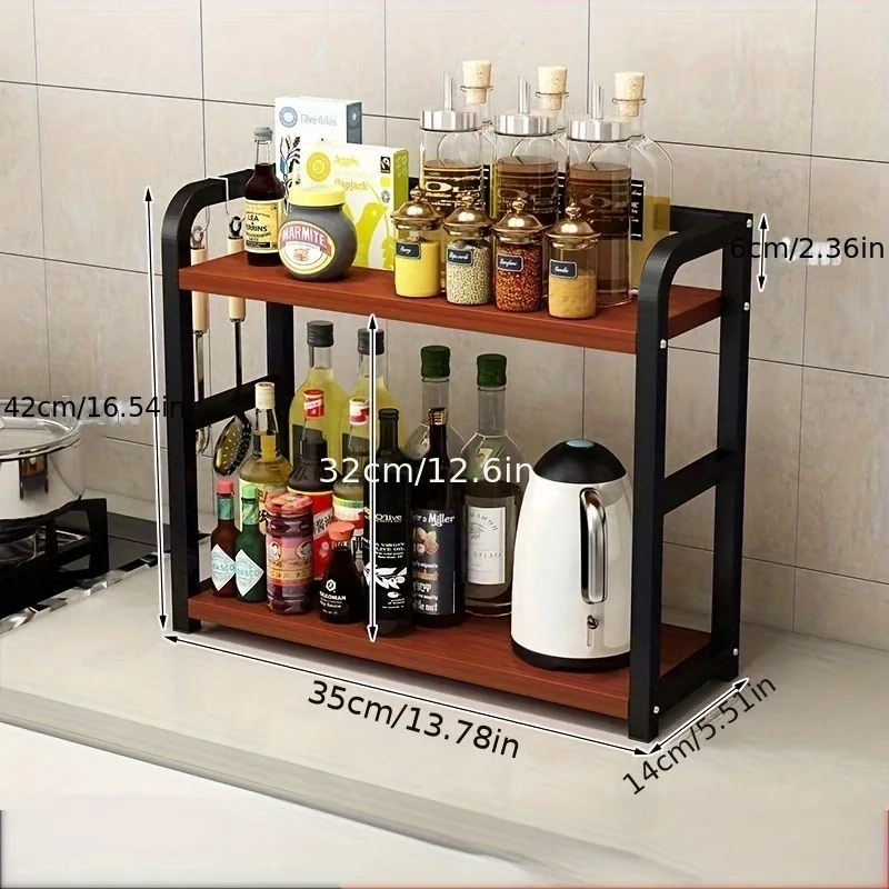2-Tier Countertop Storage Shelf - Space Saving Organizer for Coffee, Mugs & Condiments, Rustproof Kitchen Rack - Image 7
