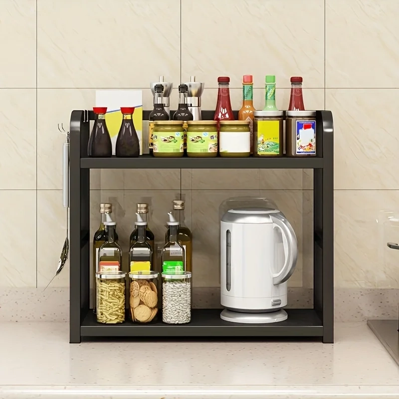 2-Tier Countertop Storage Shelf - Space Saving Organizer for Coffee, Mugs & Condiments, Rustproof Kitchen Rack - Image 3