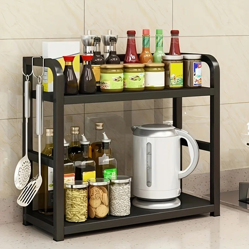 2-Tier Countertop Storage Shelf - Space Saving Organizer for Coffee, Mugs & Condiments, Rustproof Kitchen Rack - Image 6