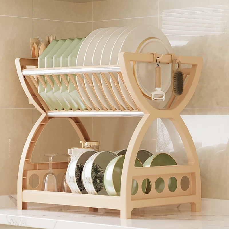 2-Tier Countertop Dish Storage Rack with Utensil Holder - Image 6
