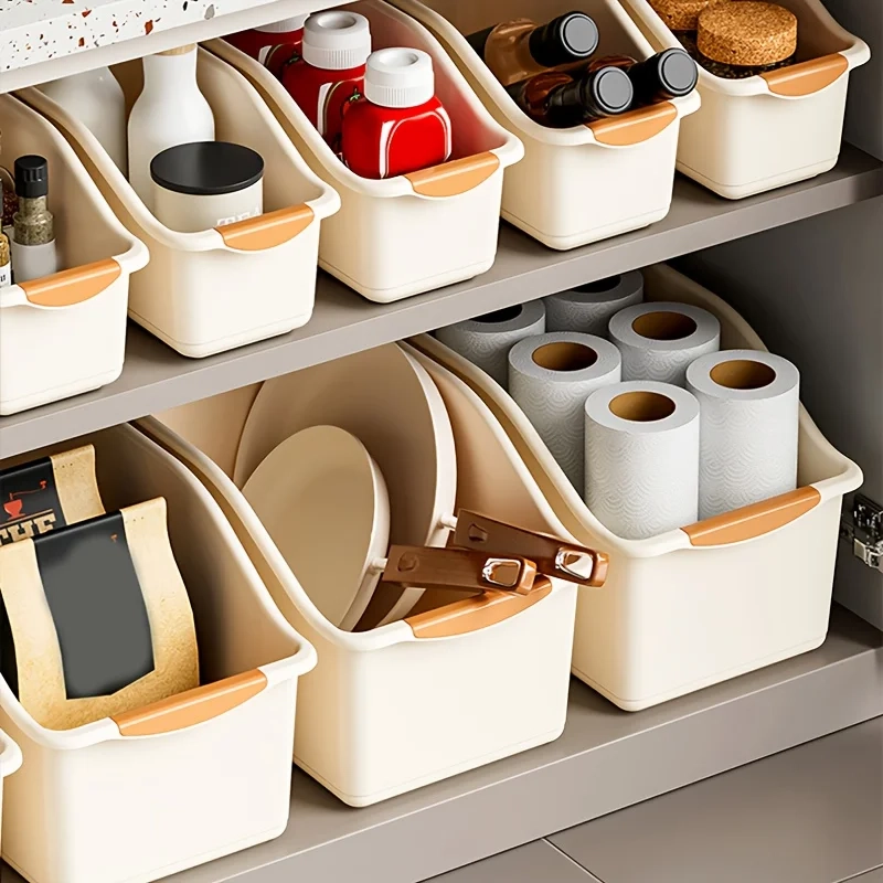 Curved Multi-Use Storage Basket Set - Curved Space-Saving Design, Ideal for Home Organization & Cleaning Supplies Storage - Image 2
