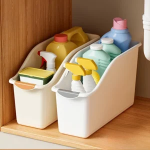 Curved Multi-Use Storage Basket Set - Curved Space-Saving Design, Ideal for Home Organization & Cleaning Supplies Storage