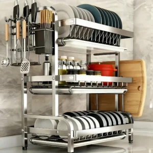 Multi-Tier Dish Drying Rack - used for storing cutlery, plates and bowls.