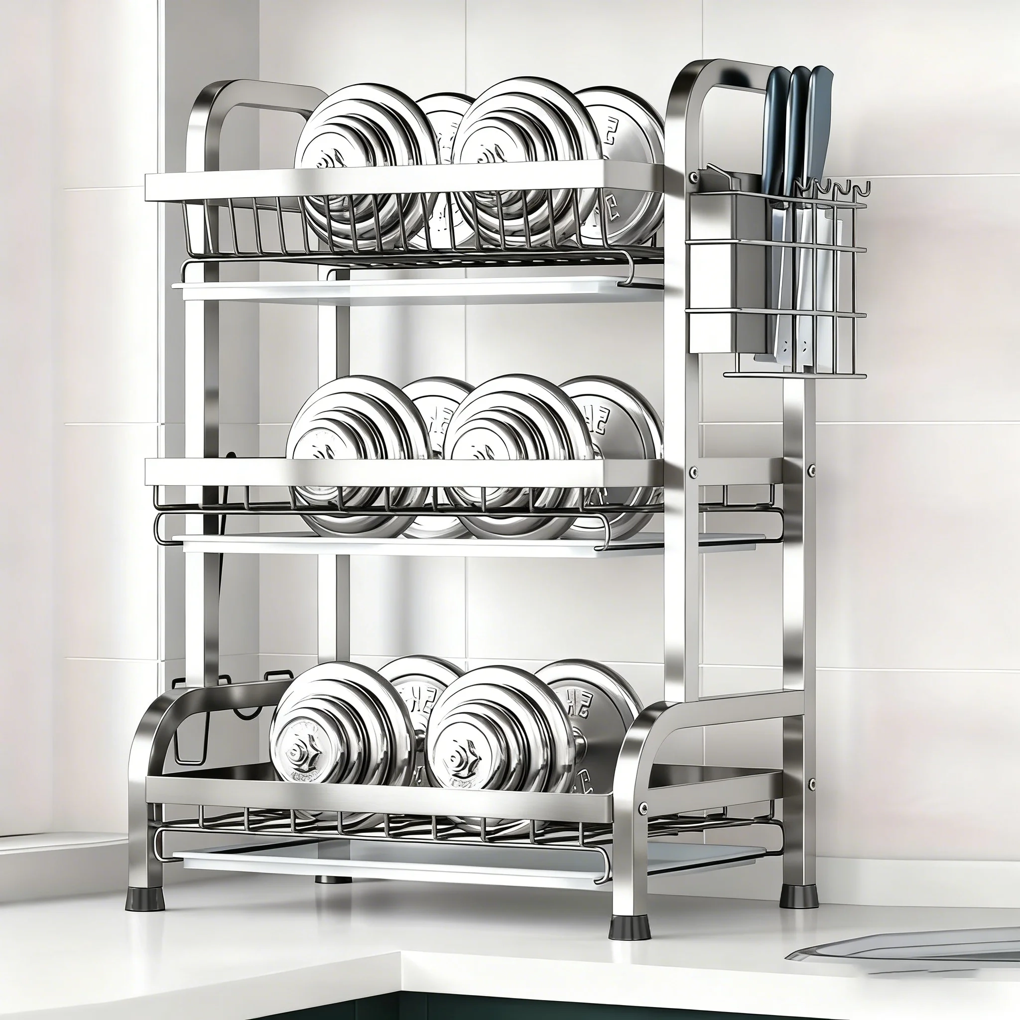 Multi-Tier Dish Drying Rack - used for storing cutlery, plates and bowls. - Image 3