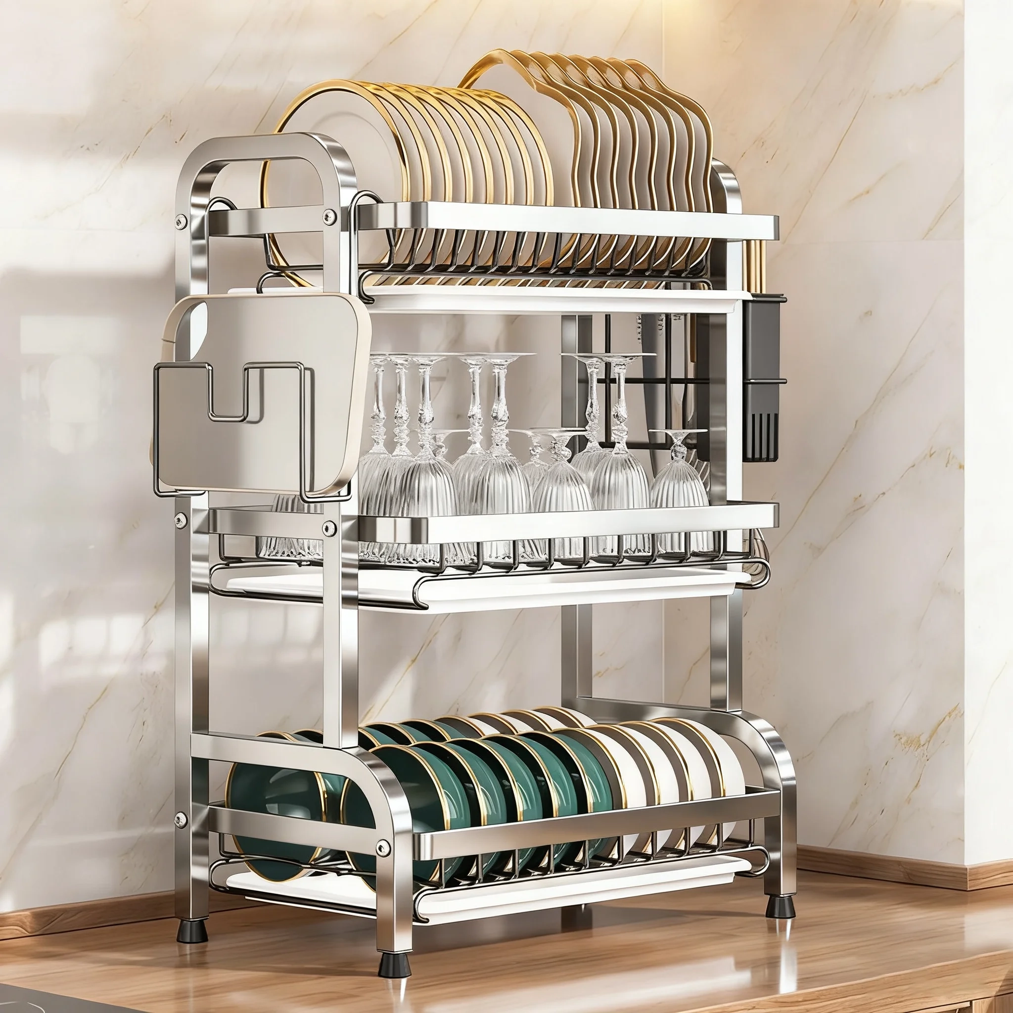 Multi-Tier Dish Drying Rack - used for storing cutlery, plates and bowls. - Image 5