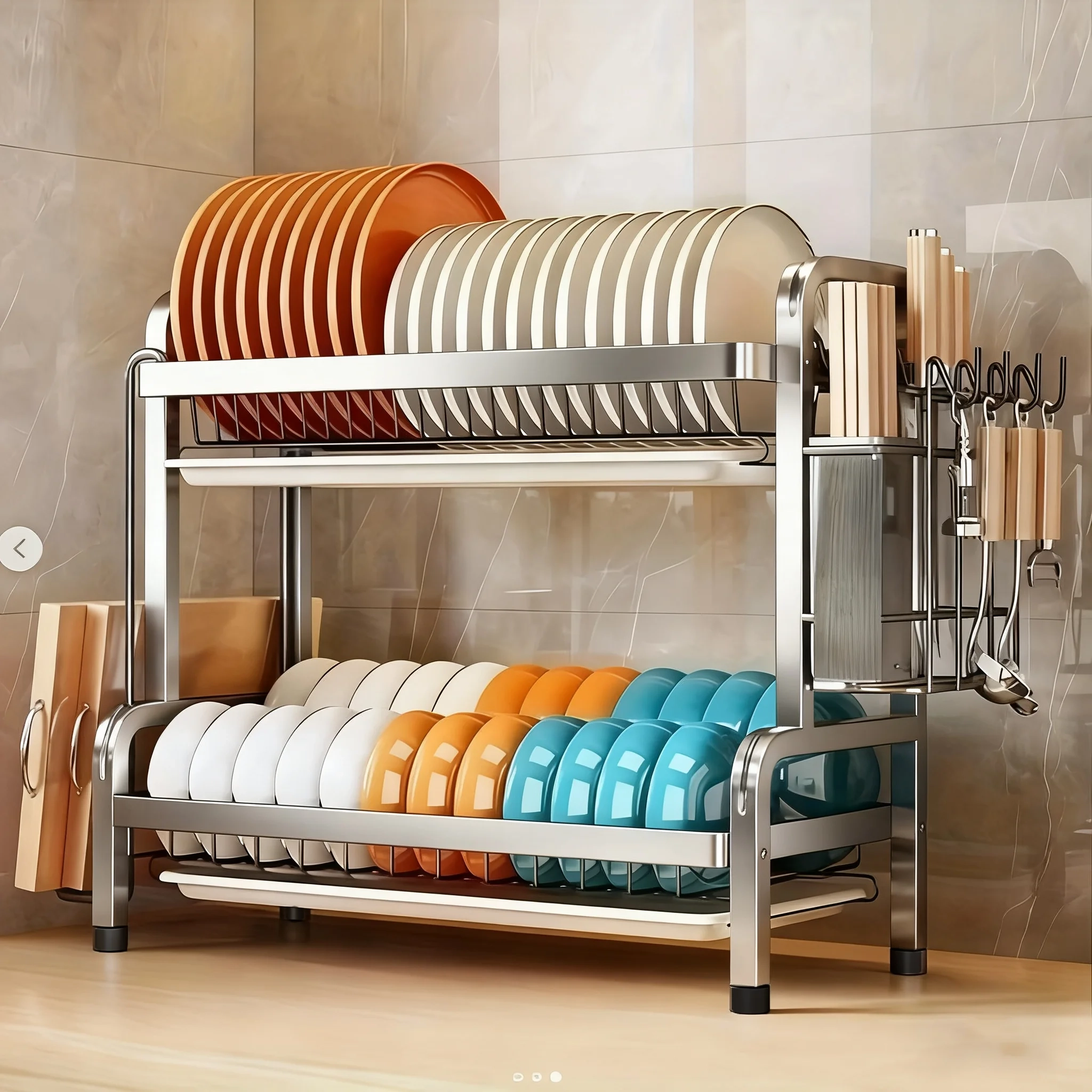 Multi-Tier Dish Drying Rack - used for storing cutlery, plates and bowls. - Image 2