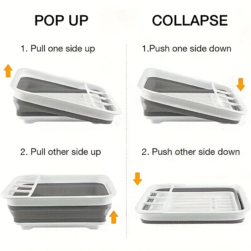 Foldable Dish Drying Rack with Cutlery Holder - Space-Saving for Homes, RVs, Camping & Travel Trailers | Plastic Tray Rack - Image 3
