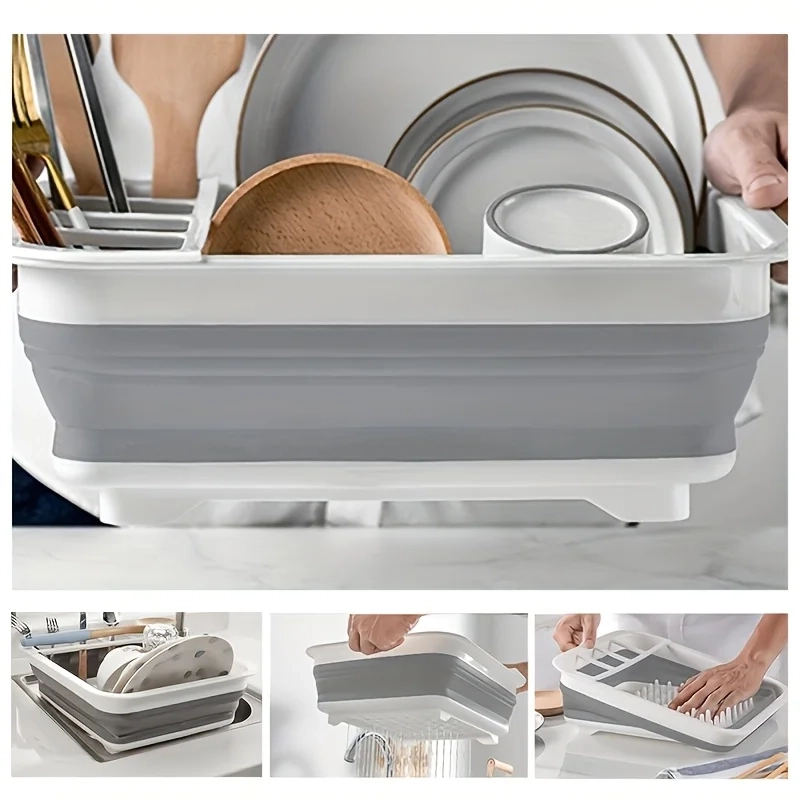 Foldable Dish Drying Rack with Cutlery Holder - Space-Saving for Homes, RVs, Camping & Travel Trailers | Plastic Tray Rack - Image 5