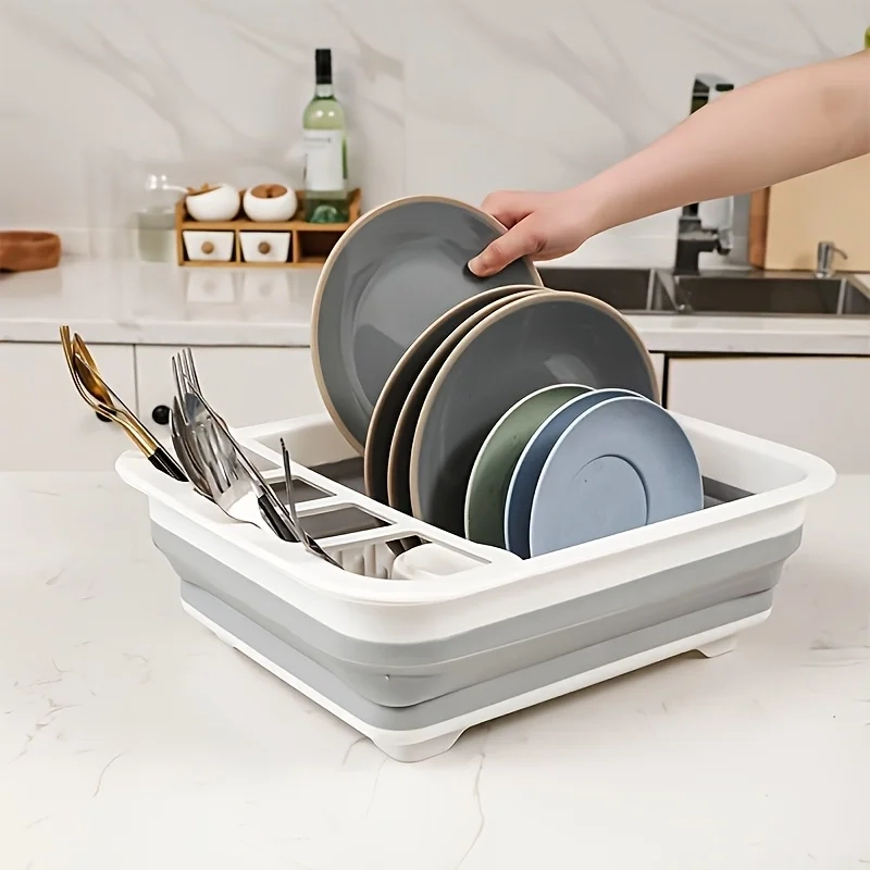 Foldable Dish Drying Rack with Cutlery Holder - Space-Saving for Homes, RVs, Camping & Travel Trailers | Plastic Tray Rack - Image 2