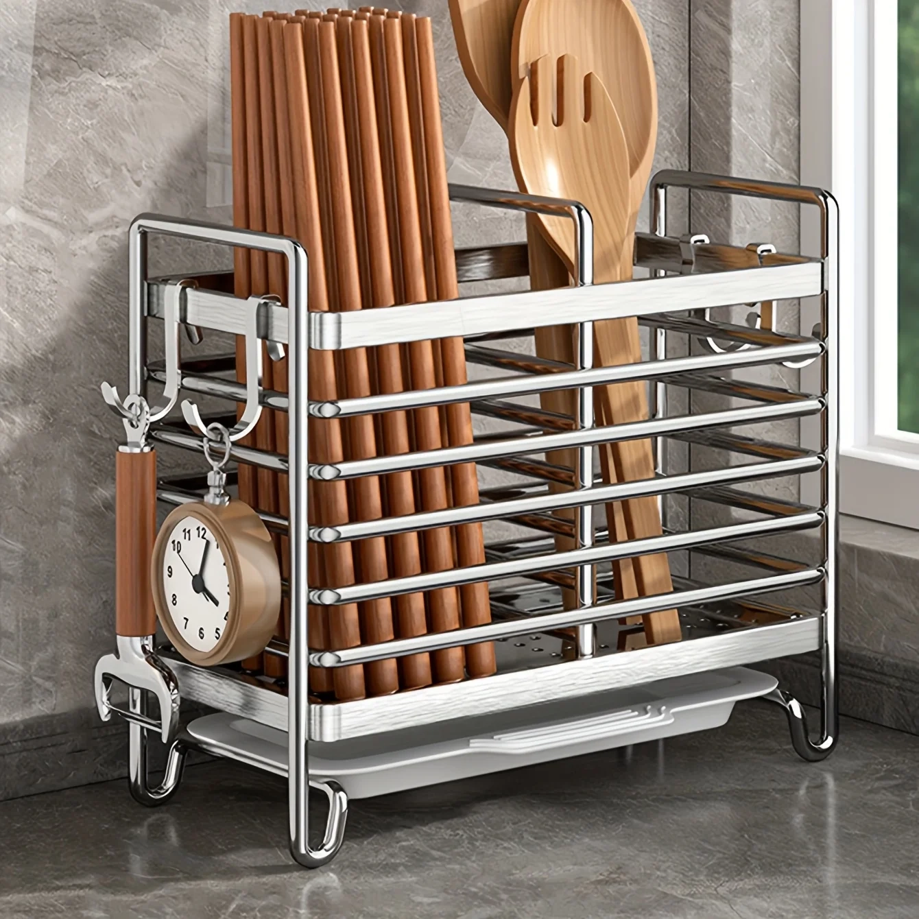Wall-Mounted Stainless Steel Utensil Holder - Image 7