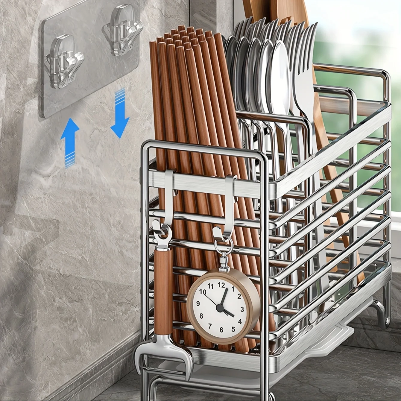 Wall-Mounted Stainless Steel Utensil Holder - Image 2