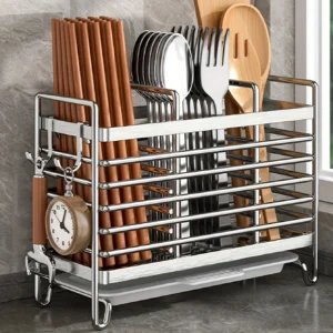 Wall-Mounted Stainless Steel Utensil Holder
