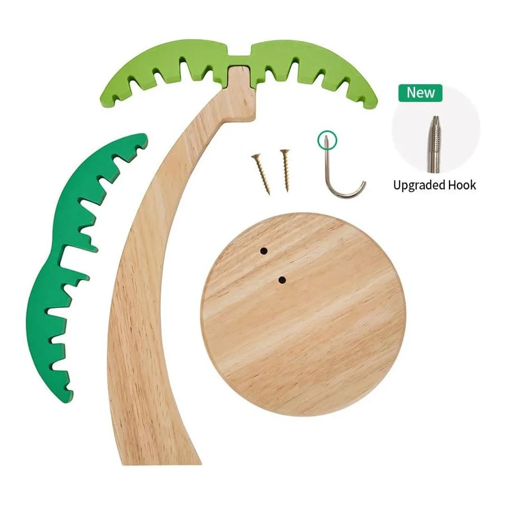 Wall Mounted Wooden Banana Holder with Hooks - Image 2