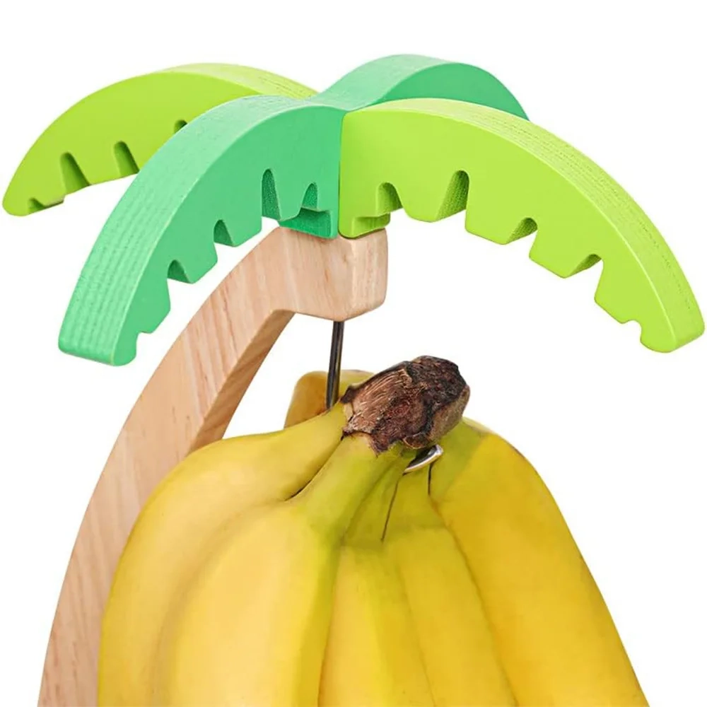 Wall Mounted Wooden Banana Holder with Hooks - Image 5