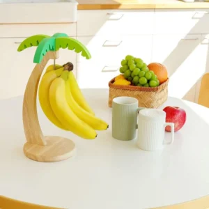 Wall Mounted Wooden Banana Holder with Hooks