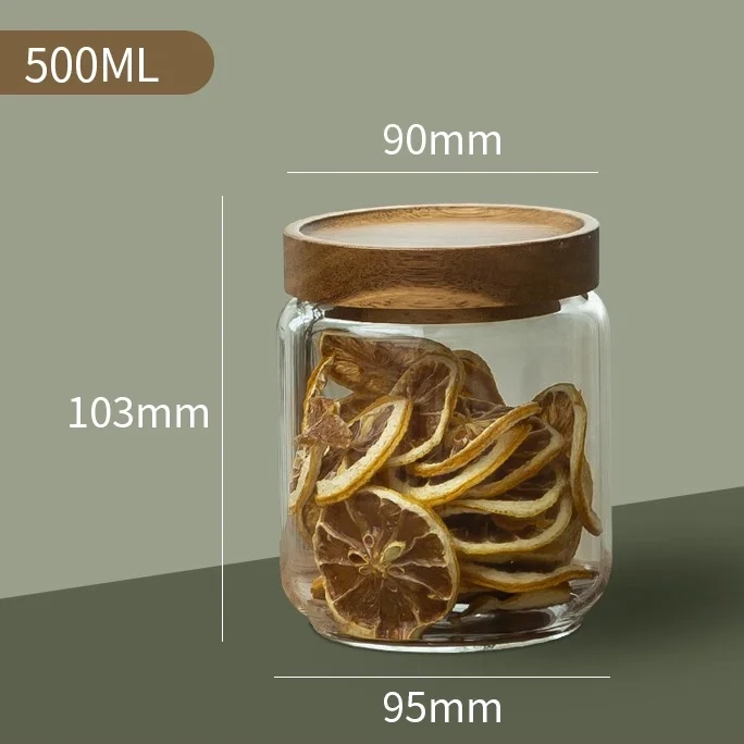 Glass Airtight Storage Jar with Wood Lid - Image 2
