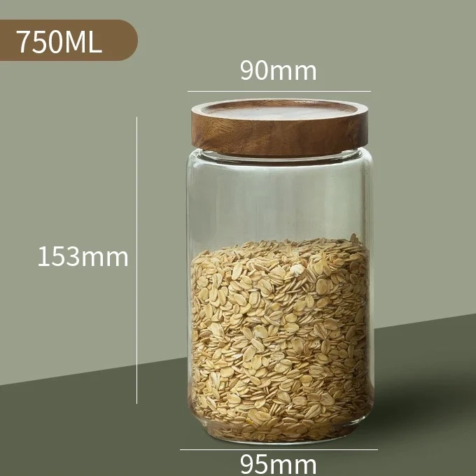 Glass Airtight Storage Jar with Wood Lid - Image 3