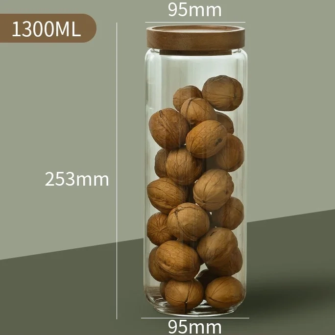 Glass Airtight Storage Jar with Wood Lid - Image 5