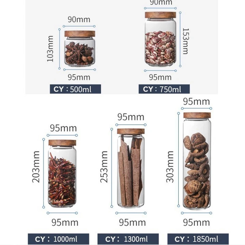 Glass Airtight Storage Jar with Wood Lid