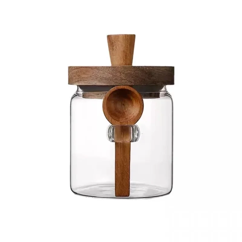 Glass Storage Jar with Wooden Lid and Spoon - Image 7
