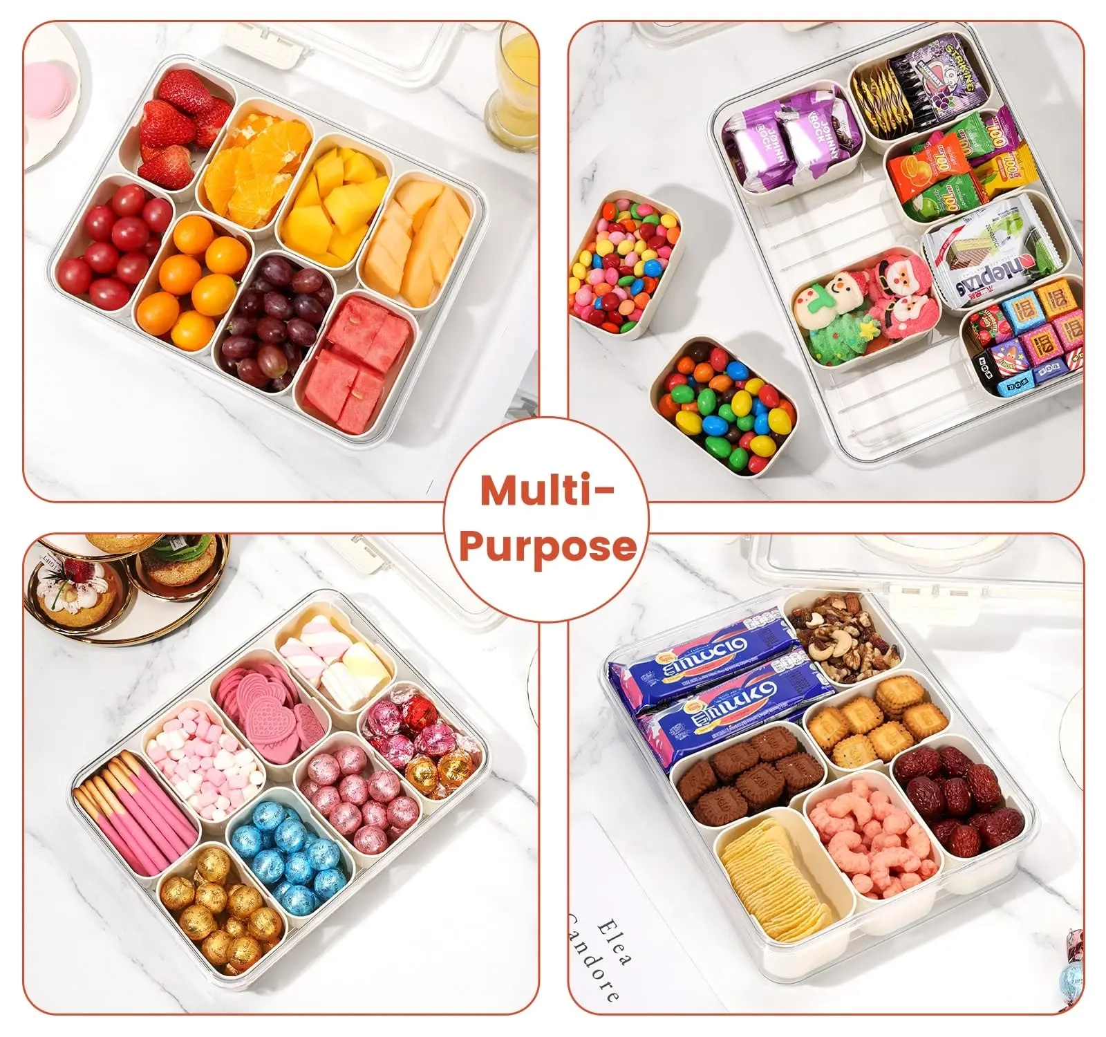 Portable Divided Snack Storage Box with Lid - Image 3