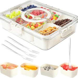 Portable Divided Snack Storage Box with Lid
