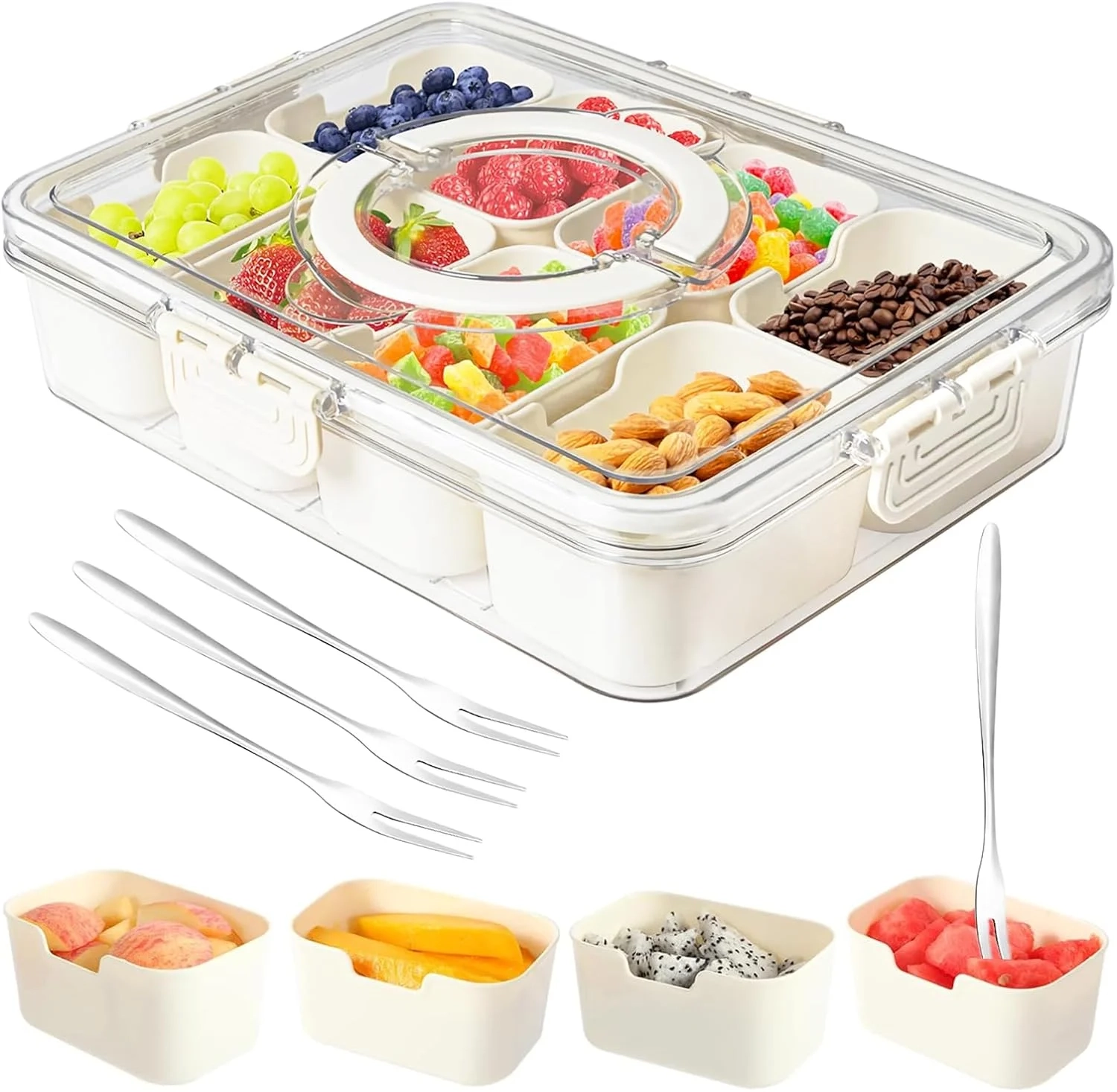 Portable Divided Snack Storage Box with Lid
