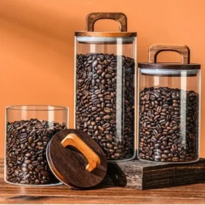 Glass Storage Canister with Wooden Lid