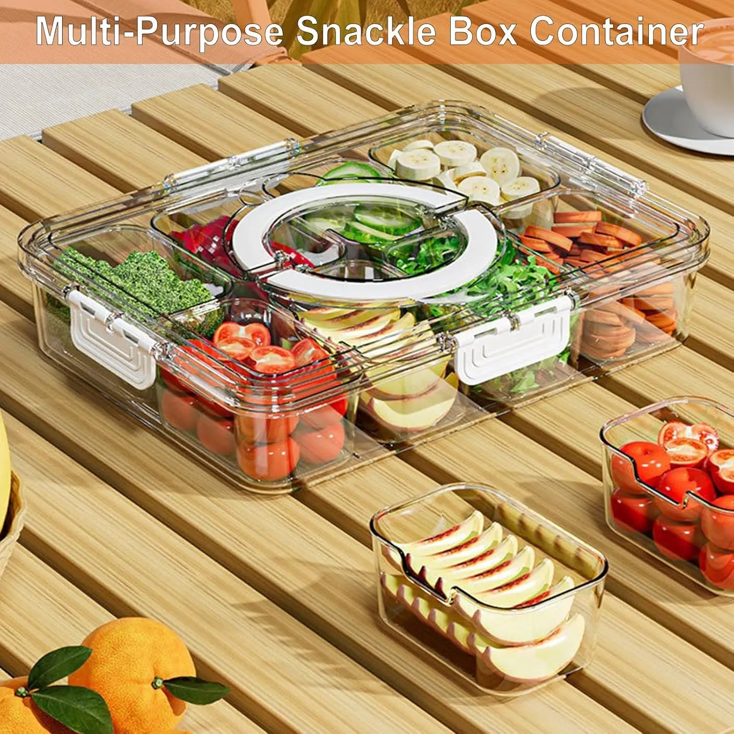 Portable Divided Veggie Tray with Lid - Image 4