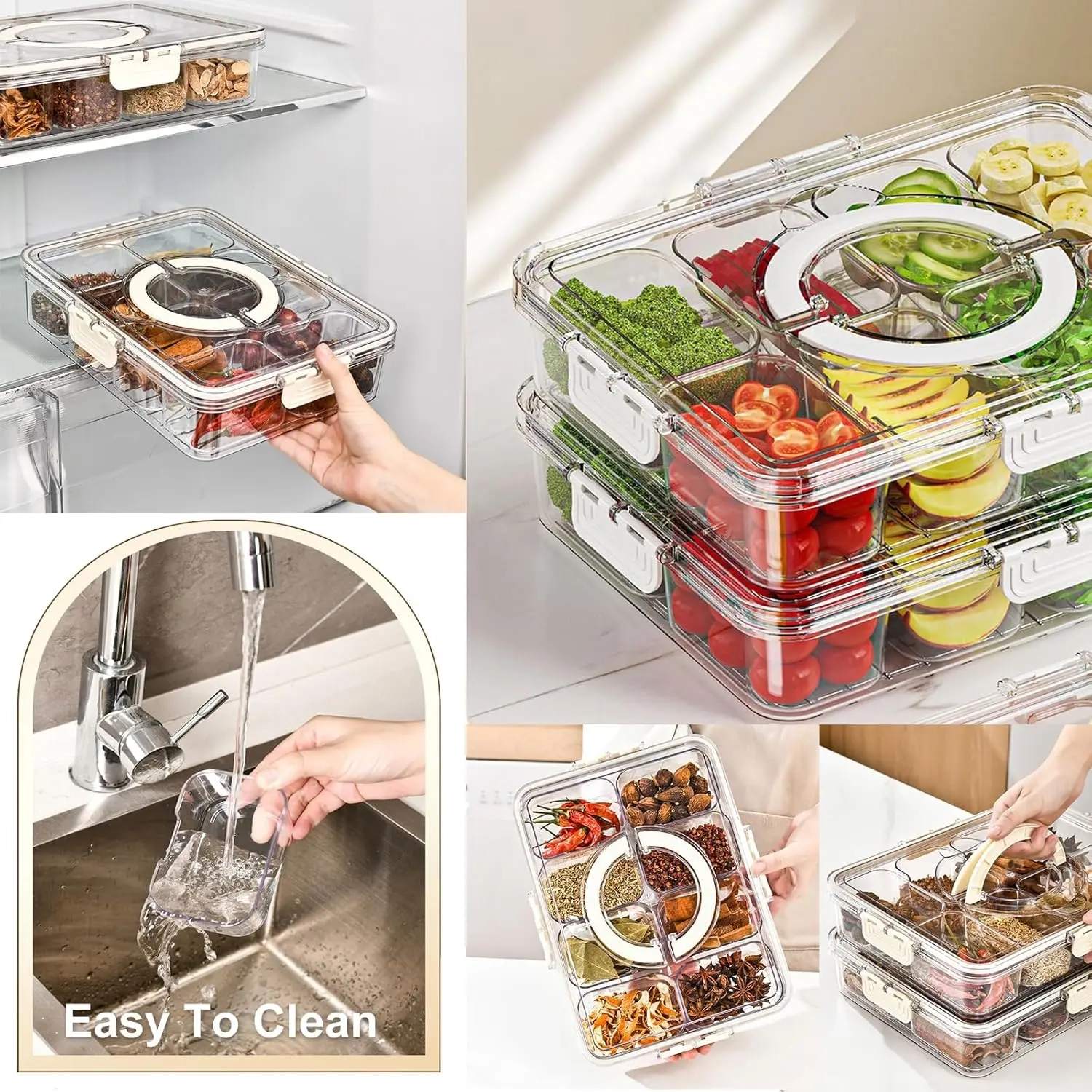 Portable Divided Veggie Tray with Lid - Image 6