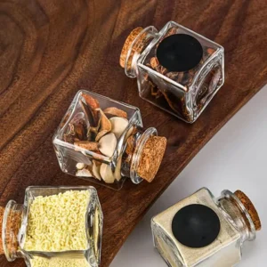 Square Glass Storage Canister with Cork Lid