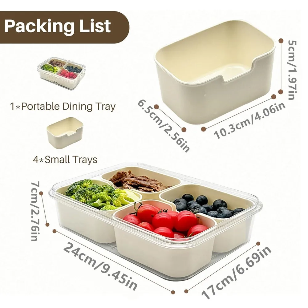 4-Compartment Snack Storage Box with Lid - Image 6