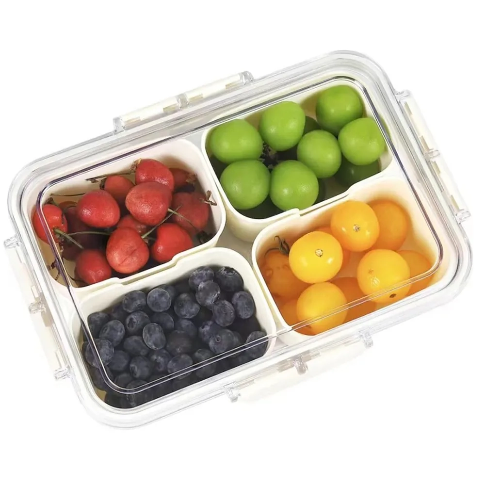 4-Compartment Snack Storage Box with Lid