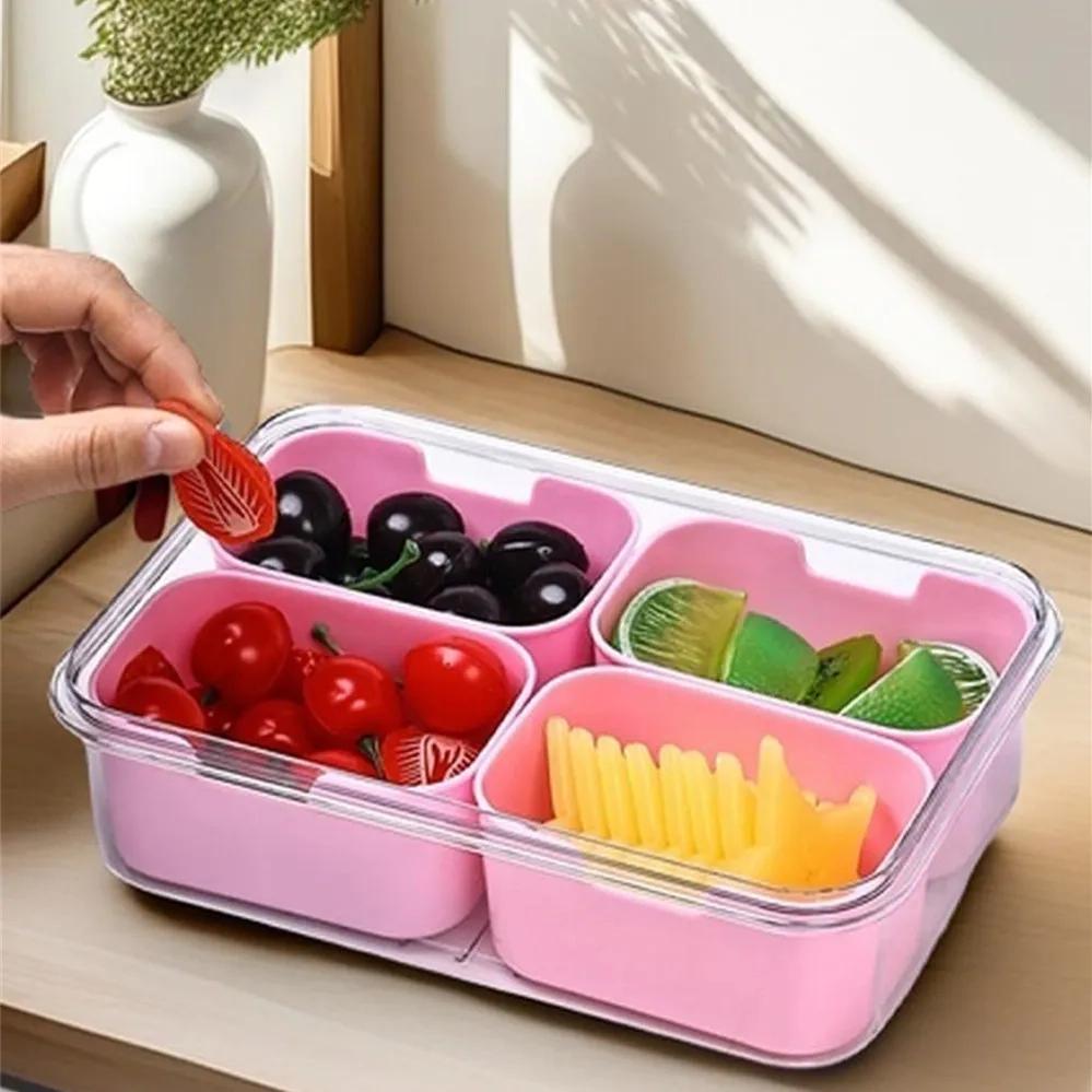 4-Compartment Snack Storage Box with Lid - Image 9