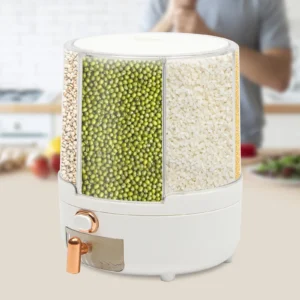 Rotating 6-Compartment Grain Storage Dispenser