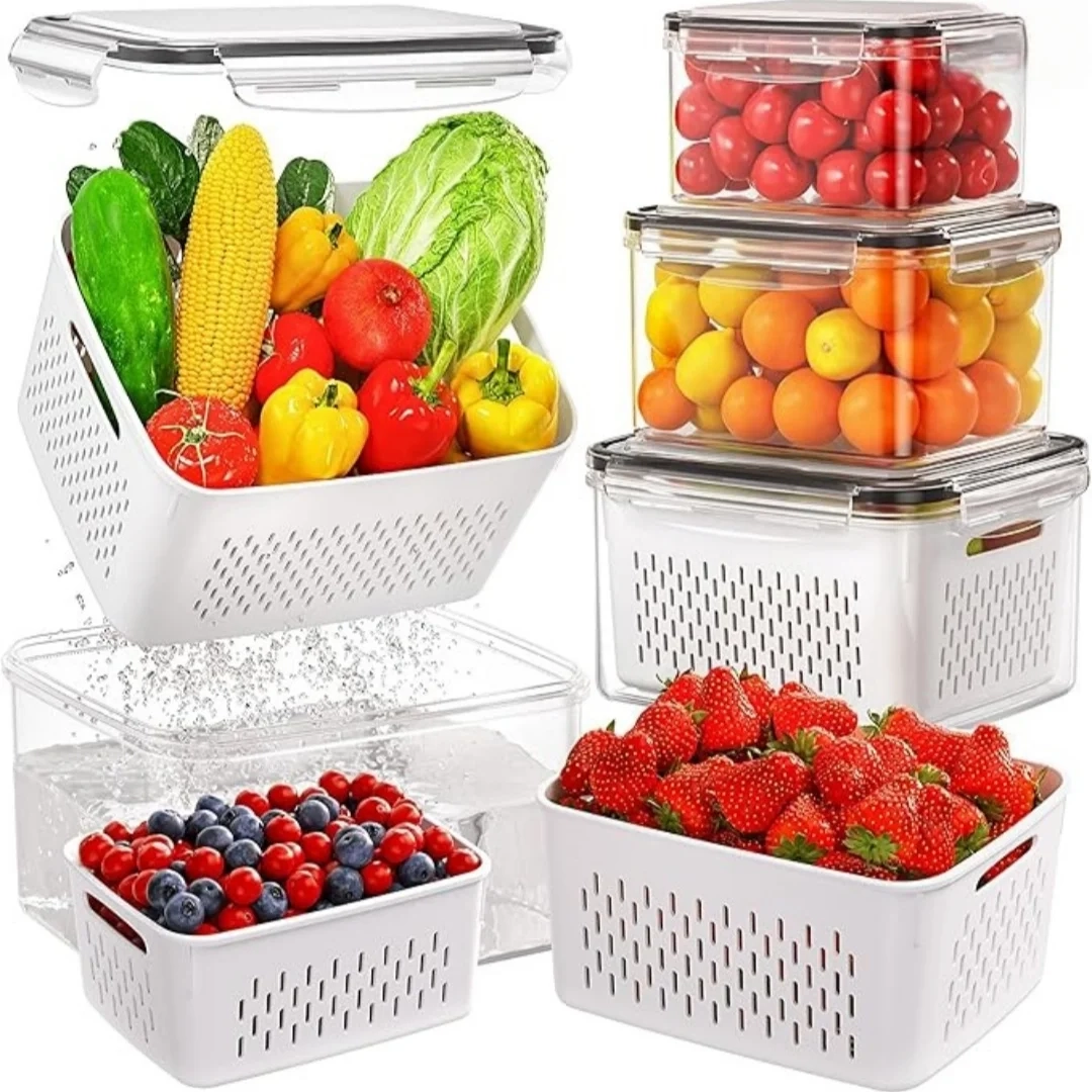 Fruit Storage Container Set with Removable Colander - Image 2