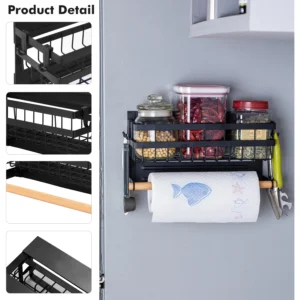 Magnetic Fridge Side Storage Rack with Paper Towel Holder