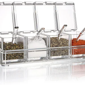 Clear 4-Compartment Seasoning Box Set
