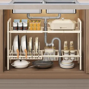 Expandable Double Layer Under Sink Organizer Rack