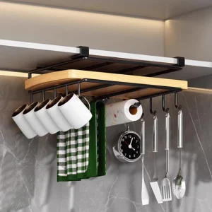 No-Drill Under Cabinet Hanging Organizer Rack