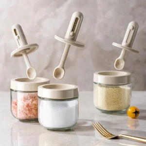 Glass Seasoning Jar with Telescopic Spoon