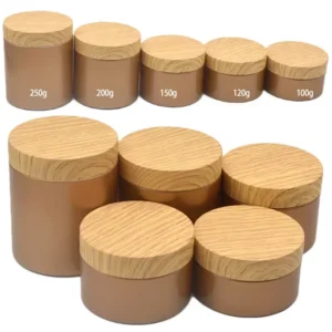 Refillable Storage Jar Set with Wood Grain Lid