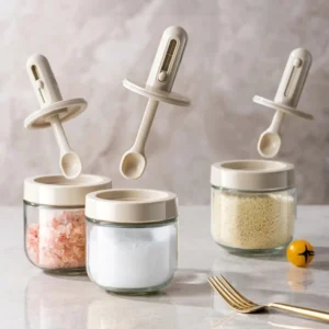 Glass Seasoning Jar with Telescopic Spoon
