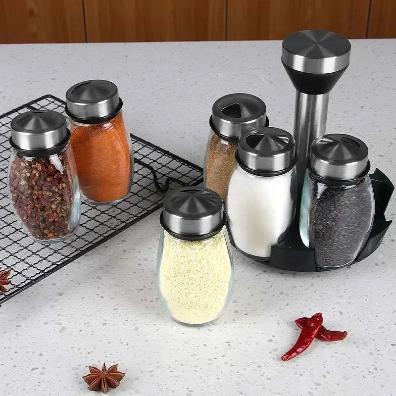 Glass Spice Jar Set with Holder - Image 3