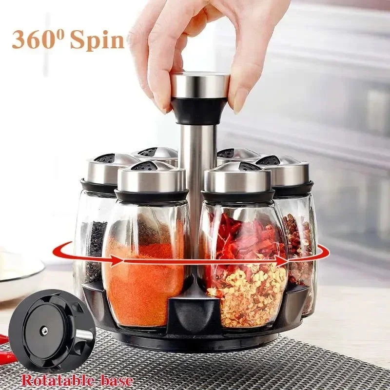 Glass Spice Jar Set with Holder - Image 4