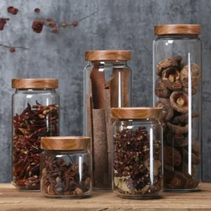 Glass Airtight Storage Jar with Wood Lid